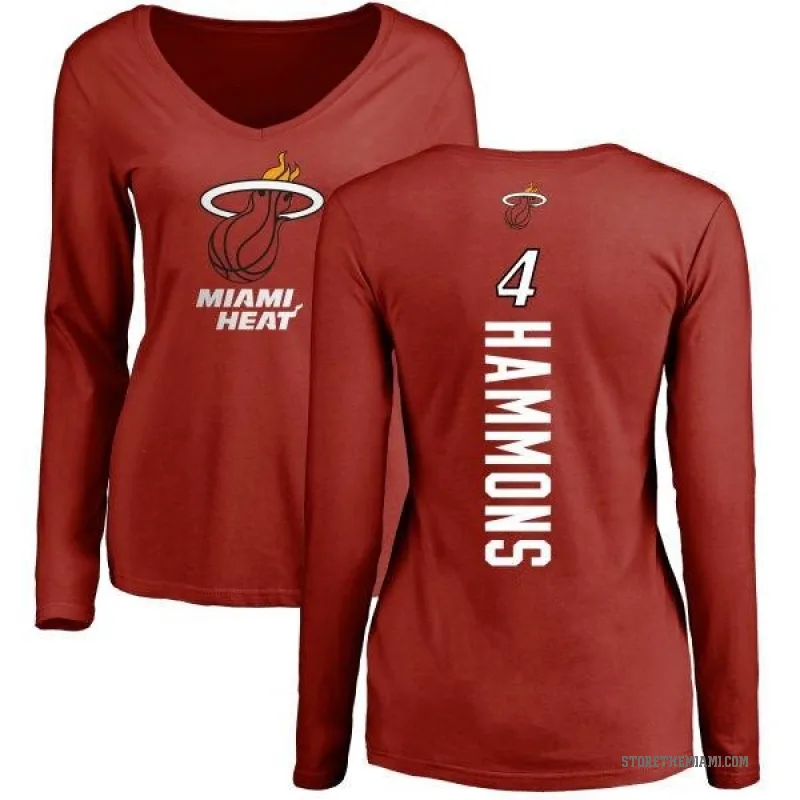 A.J. Hammons Women's Miami Heat Cardinal Backer Long Sleeve T-Shirt