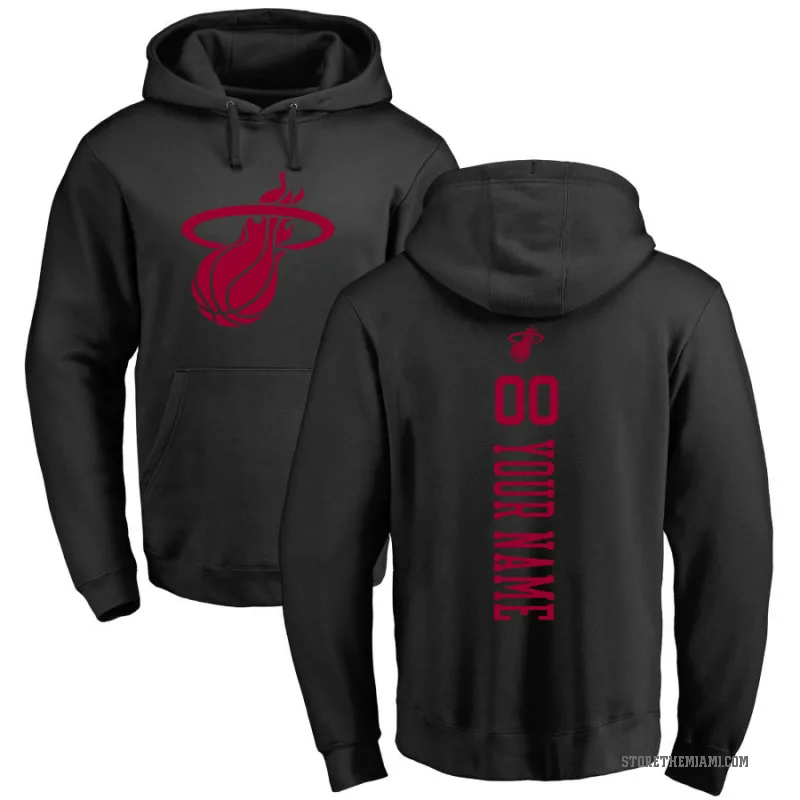 Custom Men's Black Miami Heat Branded One Color Backer Pullover Hoodie