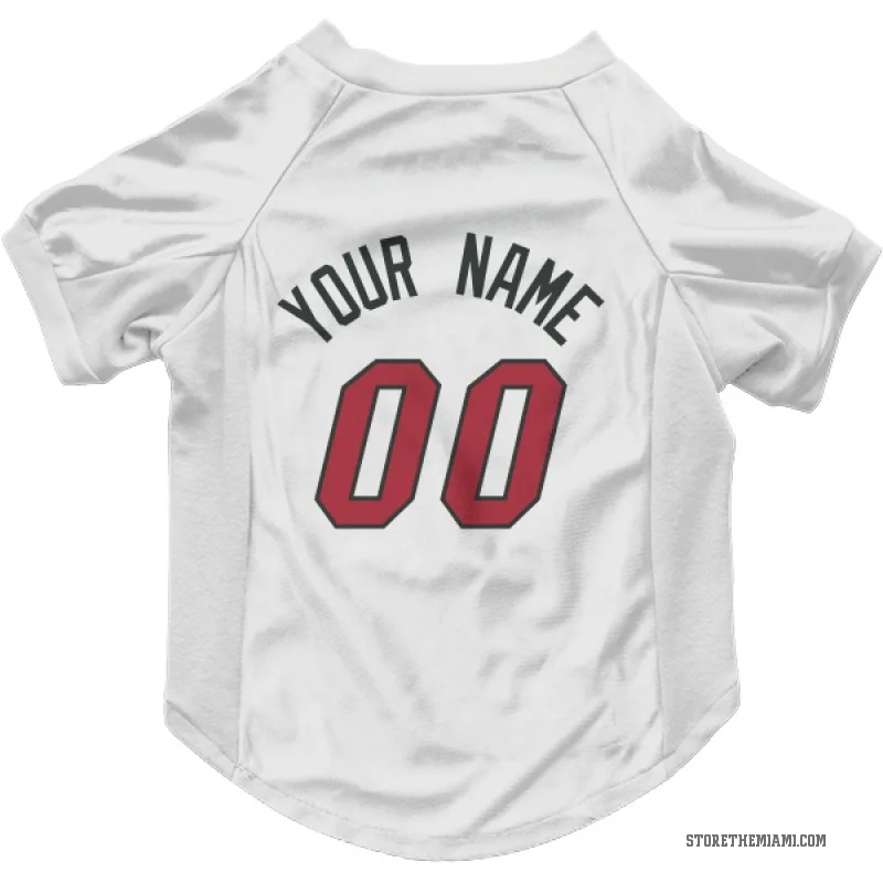 Custom White Miami Heat Cat & Dog Pet Jersey