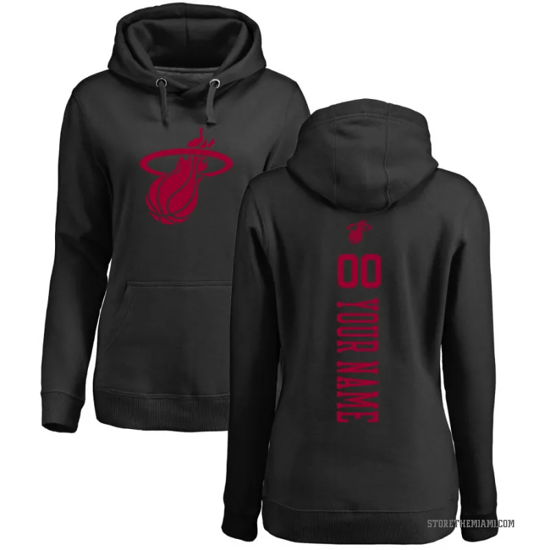 Custom Women's Black Miami Heat Branded One Color Backer Pullover Hoodie