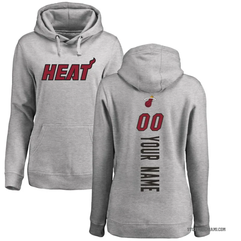 Custom Women's Miami Heat Branded Ash Backer Pullover Hoodie