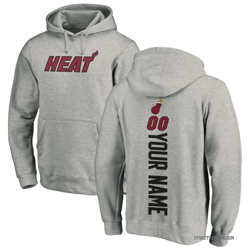 Custom Youth Miami Heat Branded Ash Backer Pullover Hoodie