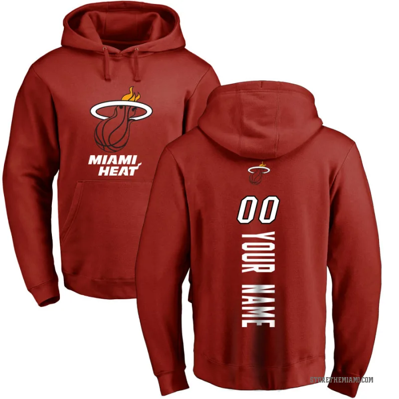 Custom Youth Miami Heat Branded Cardinal Backer Pullover Hoodie