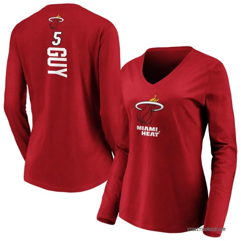 Kyle Guy Women's Miami Heat Cardinal Backer Long Sleeve T-Shirt