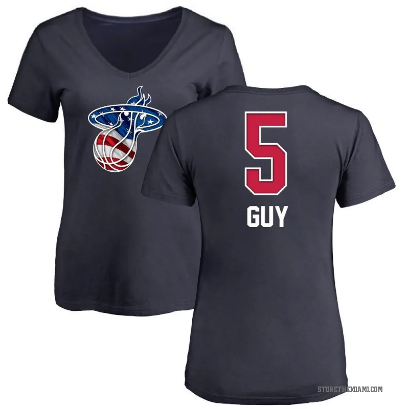 Kyle Guy Women's Navy Miami Heat Name and Number Banner Wave V-Neck T-Shirt