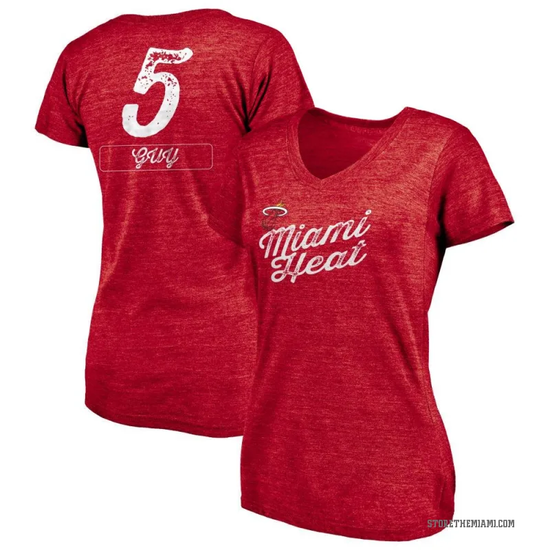 Kyle Guy Women's Red Miami Heat Sideline V-Neck T-Shirt