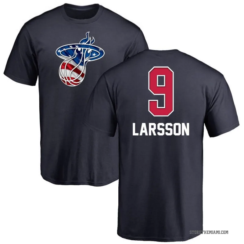 Pelle Larsson Men's Navy Miami Heat Name and Number Banner Wave T-Shirt