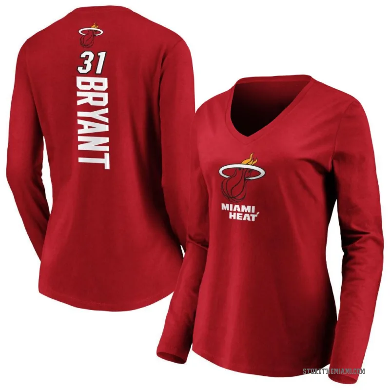 Thomas Bryant Women's Miami Heat Cardinal Backer Long Sleeve T-Shirt