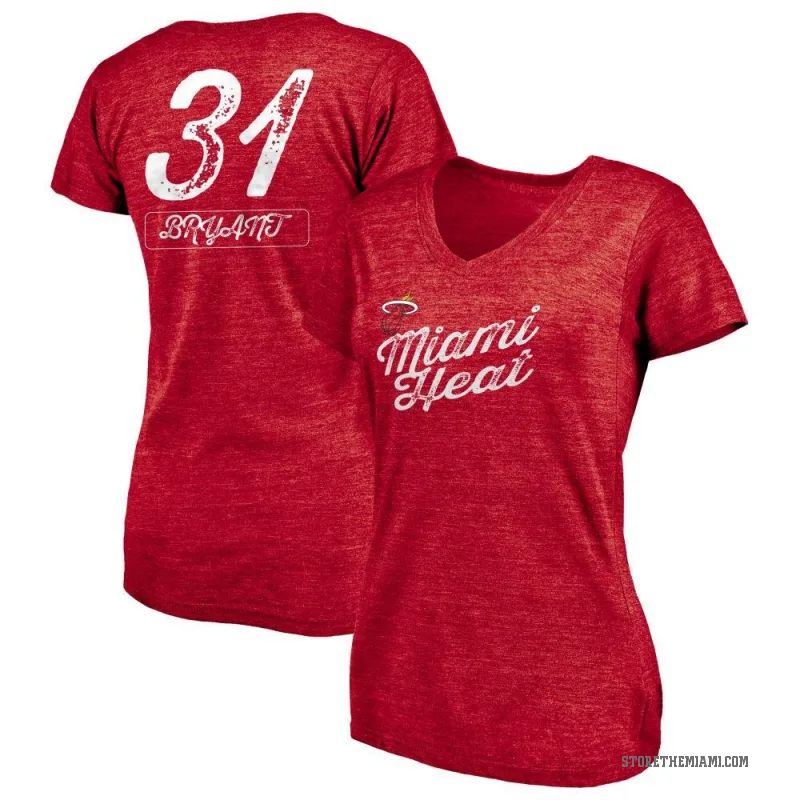 Thomas Bryant Women's Red Miami Heat Sideline V-Neck T-Shirt